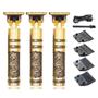 Imagem de Kit 3 Maquinas Retro Para Barba Cabelo Dragão Dourado Afiada