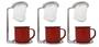 Imagem de Kit 3 Mini Coador Café Aço Cromado Com Caneca Esmaltada Vermelha 120ml