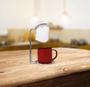 Imagem de Kit 3 Mini Coador Café Aço Cromado Com Caneca Esmaltada Vermelha 120ml
