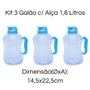 Imagem de Kit 3 Mini Galão De Água 1,6 Litros Com Alça Squeeze Garrafa Academia Livre de BPA PET 1600ml