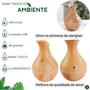 Imagem de Kit 3 Mini Umidificadores Bivolt Aromatizador Ambiente Difusor Ar Óleos Essenciais Capacidade 130 Ml Tulipa Cor Madeira