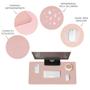 Imagem de Kit 3 Mouse Pad 100x48cm Grande Home Office Area De Trabalho Sintético Rosa Claro