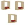 Imagem de Kit 3 Nicho Decorativo 15x15x15 Cm Natural Em Mdf