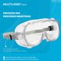 Imagem de Kit 3 Óculos de Proteção EPI Segurança com Lente Transparente Anti Embaçante, Multilaser HC226 Uso Hospitalar Industrial