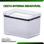 Imagem de Kit 3 Organizador Plástico Porta Tudo Fresh Hermético Multiuso Frutas Vegetal Verdura Empilhável 1,8