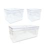 Imagem de Kit 3 Organizadores De Geladeira Prático Cesto Conservador Alimentos Verduras Fruta C/Tampa Multiuso