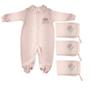 Imagem de Kit 3 panos de boca rosa bordados coroa e nome do bebê e macacão rosa bordado coroa e nome do bebê