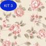 Imagem de Kit 3 Papel De Parede Adesivo Vinílico Floral Bege E Detalhe Rosas