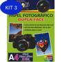 Imagem de Kit 3 Papel Fotográfico A4 Off Paper 220G Dupla Face 20 Folhas