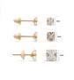 Imagem de Kit 3 Pares Brincos de Ouro 18K Ice Branco Quadrado Zircônias de 3, 4 e 5mm
