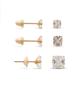 Imagem de Kit 3 Pares Brincos de Ouro 18K Ice Branco Quadrado Zircônias de 3, 4 e 5mm