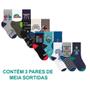 Imagem de Kit 3 Pares Meias Infantil Kids Selene Estampada Com Calcanhar Verdadeiro
