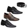 Imagem de Kit 3 Pares Sapato Social Masculino Conforto Moderno + Cinto