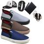 Imagem de Kit 3 Pares Tênis Slip On Masculino Lona + Carteira + Relógio + Cinto + Meia + Boné