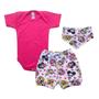 Imagem de Kit 3 Pçs Body + Short + Babador Bandana Roupa Bebê Algodão