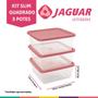 Imagem de Kit 3 Peças 1,41 Litros Quadrado Pote Multiuso Rosa Jaguar