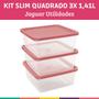 Imagem de Kit 3 Peças 1,41 Litros Quadrado Pote Multiuso Rosa Jaguar