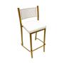 Kit 3 Peças Banqueta Média para Bancada Empilhável cor Dourado Fosco assento branco Altura 65cm - Poltronas do Sul Imagem de Kit 3 Peças Banqueta Média para Bancada Empilhável cor Dourado Fosco assento branco Altura 65cm