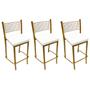 Kit 3 Peças Banqueta Média para Bancada Empilhável cor Dourado Fosco assento branco Altura 65cm - Poltronas do Sul Imagem de Kit 3 Peças Banqueta Média para Bancada Empilhável cor Dourado Fosco assento branco Altura 65cm