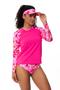 Imagem de Kit 3 Peças Blusa UV50 + Calcinha Hotpant + Viseira Proteção Solar Piscina Beach Tênis Vôlei Praia