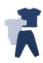 Imagem de Kit 3 peças body, camiseta e calça Best Club Baby azul marinho e branco com bordado marinheiro