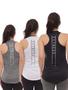 Imagem de Kit 3 Peças - Camiseta Regata Feminina Dry Fit Estampada Poliester Academia