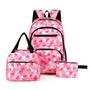 Imagem de Kit 3 Peças Mochila Juvenil Feminina Casual Bonita Lancheira Estojo Bolsa Transversal Escola Trabalho Mini Bolsinha Luxo