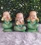 Imagem de KIT / 3 Peças Trio de Buda Sabedoria Cego Surdo e Mudo Decoração Verde