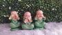 Imagem de KIT / 3 Peças Trio de Buda Sabedoria Cego Surdo e Mudo Decoração Verde