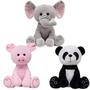 Imagem de Kit 3 Pelúcias Bebê Elefante Porquinho Panda 25cm Safari - Buba