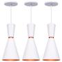 Imagem de Kit 3 Pendente Lustre Luminária Cone Moscou 39cm Branco