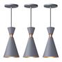Imagem de Kit 3 Pendente Lustre Luminária Mini Pequim Cinza 24cm