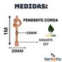 Imagem de Kit 3 Pendente Lustre Luminária Vintage Corda Sisal Retro Rústico Com Soquete Bocal E27 Canopla De Metal Fio Para Teto