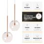 Imagem de Kit 3 Pendente Lux Cobre Rose Gold Globo Vidro 20Cm + Led