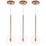 Imagem de Kit 3 Pendente Lux Cobre Rose Gold Globo Vidro + Led