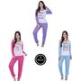 Imagem de Kit 3 Pijama de Inverno Feminino Roupa de Frio  - KIT 3 GABY AZUL PINK ROXO