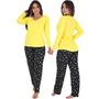 Imagem de Kit 3 Pijamas Feminino Manga Longa Viscose Inverno 