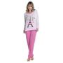 Imagem de Kit 3 Pijamas Longo Malha Estampado Feminino Inverno Blusa e Calça
