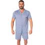 Imagem de Kit 3 Pijamas Pós Cirúrgico Masculino com Botões Camisa e Short
