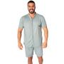 Imagem de Kit 3 Pijamas Pós Cirúrgico Masculino com Botões Camisa e Short
