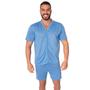 Imagem de Kit 3 Pijamas Pós Cirúrgico Masculino com Botões Camisa e Short