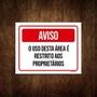 Imagem de Kit 3 Placa Aviso Uso Desta Área Restrito Proprietários