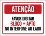 Imagem de Kit 3 Placa Digitar Bloco Apto Interfone Ao Lado 36X46