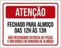 Imagem de Kit 3 Placa Fechado Almoço 12 As 13 Entregas Materiais 36X46