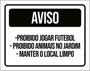 Imagem de Kit 3 Placa Proibido Futebol Animais Jardim Limpo 36X46