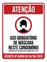 Imagem de Kit 3 Placa Vermelha Obrigatório Máscara Condomínio 36X46