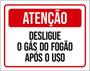 Imagem de Kit 3 Placas Atenção Desligue Gás Fogão Após Uso