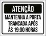 Imagem de Kit 3 Placas Atenção Mantenha Porta Fechada 19 Horas