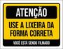 Imagem de Kit 3 Placas Atenção Use Lixeira Forma Correta Você Filmado