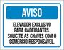 Imagem de Kit 3 Placas Aviso Elevador Exclusivo Cadeirantes Chaves